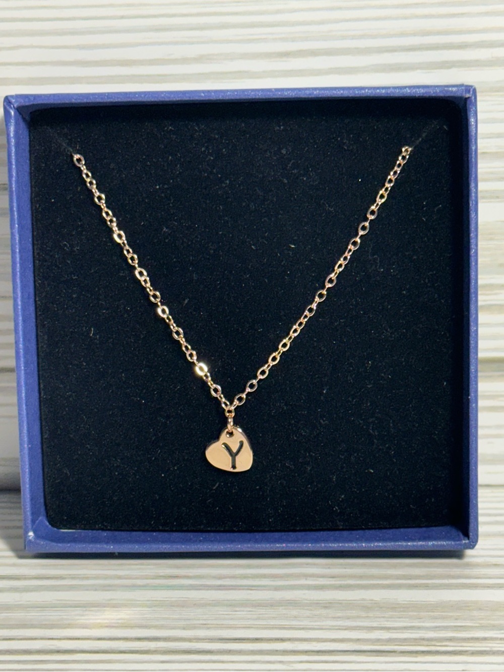 Rose Gold plated stainless steel initial “y” heart necklace Minimalist Dainty